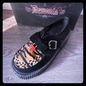Faux Fur and Suede Creepers by Demonia